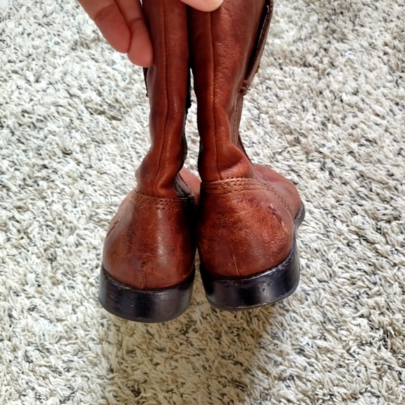 Frye Anna Shortie Leather Pull On Ankle Boots Brown Sz 6,5 - Picture 4 of 6